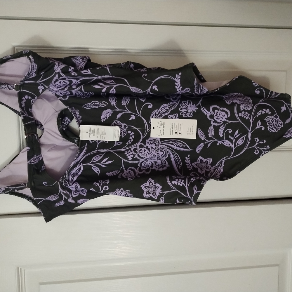 Cupshe Black Asymmetrical Ruffled Wrap One Piece - Picture 3 of 4